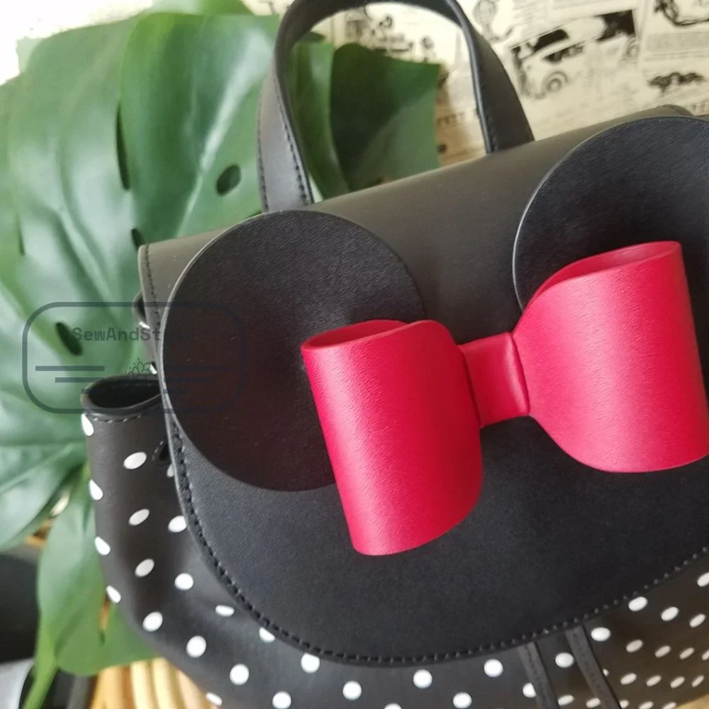 Kate Spade NWT Minnie Mouse Polka Dot Black Medium Backpack Refined Leather - Picture 6 of 10